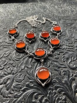 Carnelian Stone Crystal Celtic Wiccan Witchy Knot Link Necklace and Earring Jewelry Set #4idvTTTweJA