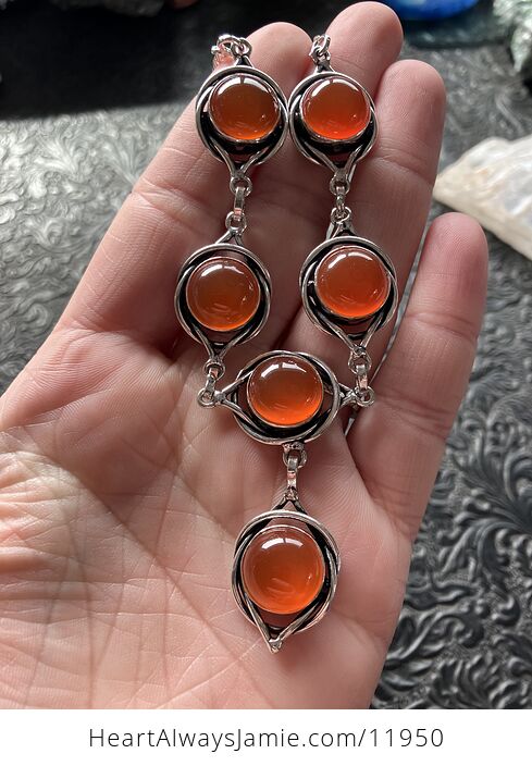 Carnelian Stone Crystal Celtic Wiccan Witchy Knot Link Necklace and Earring Jewelry Set - #4idvTTTweJA-9
