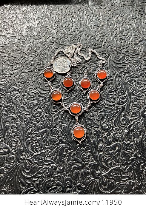 Carnelian Stone Crystal Celtic Wiccan Witchy Knot Link Necklace and Earring Jewelry Set - #4idvTTTweJA-6
