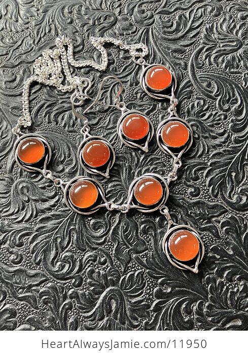 Carnelian Stone Crystal Celtic Wiccan Witchy Knot Link Necklace and Earring Jewelry Set - #4idvTTTweJA-3