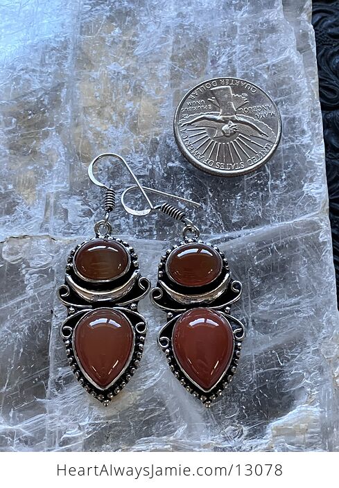 Carnelian Witchy Crescent Moon Lunar Stone Crystal Jewelry Earrings - #xAKU3H5XadM-5