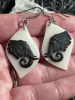 Carved Elephant Earrings in Jasper and Jade Stone Crystal Jewelry #ck01rYXu0aQ