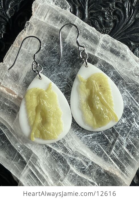 Carved Indigenous Native American Woman Earrings in Jade Stone Crystal Jewelry - #RhtLb0aDQMY-1