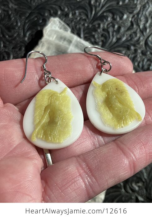 Carved Indigenous Native American Woman Earrings in Jade Stone Crystal Jewelry - #RhtLb0aDQMY-5