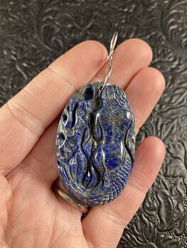 Carved Mermaid Lapis Lazuli Stone Pendant Jewelry #17cl53HdDpo