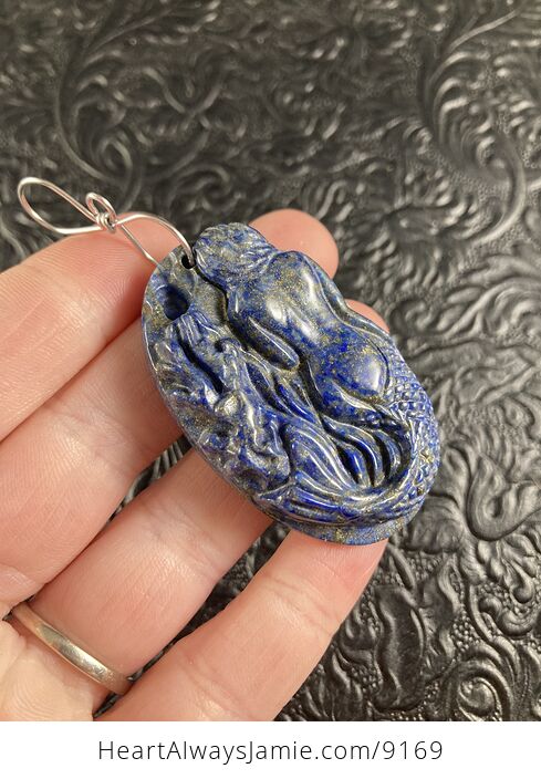 Carved Mermaid Lapis Lazuli Stone Pendant Jewelry - #17cl53HdDpo-4
