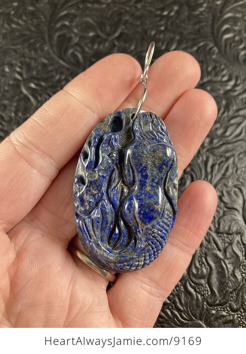 Carved Mermaid Lapis Lazuli Stone Pendant Jewelry - #17cl53HdDpo-1
