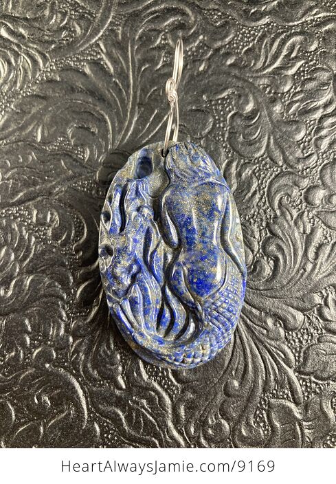 Carved Mermaid Lapis Lazuli Stone Pendant Jewelry - #17cl53HdDpo-5