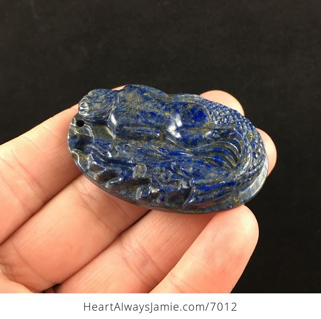 Carved Mermaid Lapis Lazuli Stone Pendant Jewelry - #BBzcPIaOpaw-5