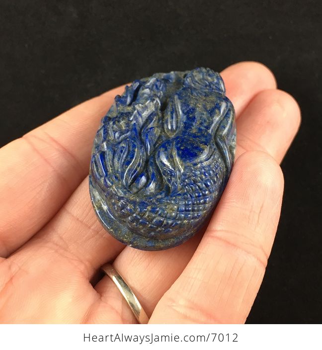 Carved Mermaid Lapis Lazuli Stone Pendant Jewelry - #BBzcPIaOpaw-3