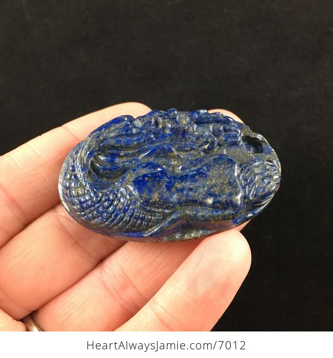 Carved Mermaid Lapis Lazuli Stone Pendant Jewelry - #BBzcPIaOpaw-4