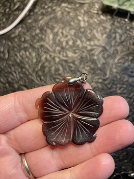 Carved Mother of Pearl Shell Hibiscus Flower Jewelry Pendant #dvGV0UlCTOQ
