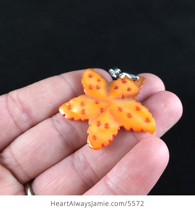 Carved Orange Shell Star Jewelry Pendant - #O1xM0DHpAsk-3