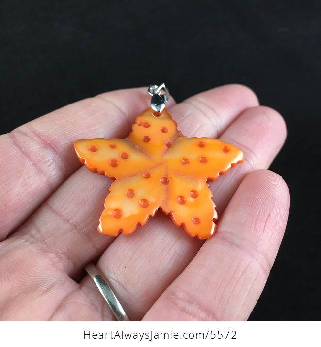 Carved Orange Shell Star Jewelry Pendant - #O1xM0DHpAsk-2