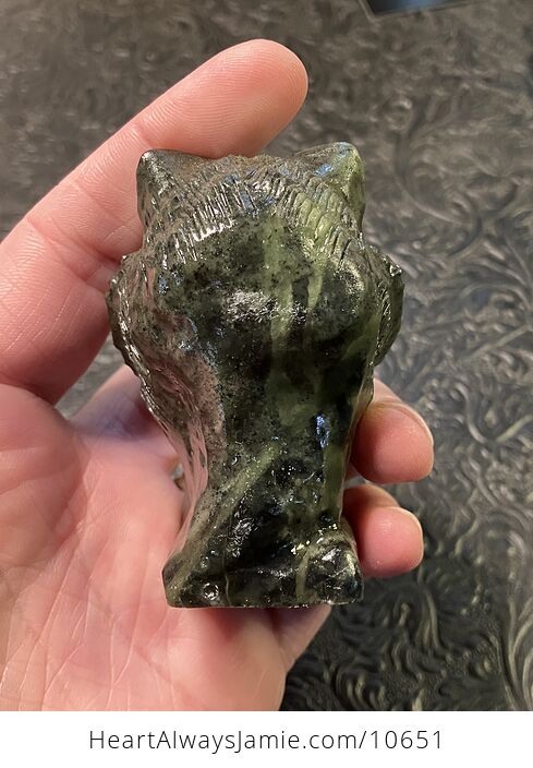 Carved Serpentine Tiger Head Bust Figurine in Dark Green Stone - #OtAQM9JFNUA-3