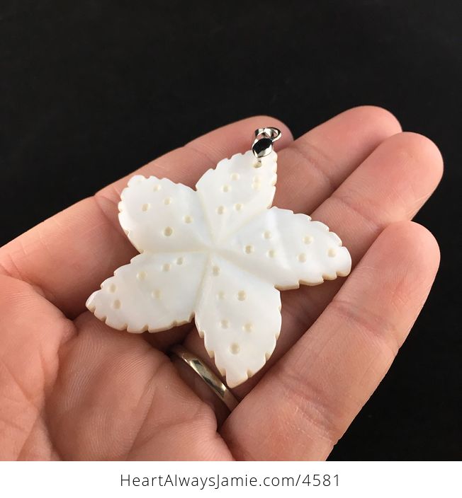 Carved White Shell Star Jewelry Pendant - #rlOA0lJJczc-3