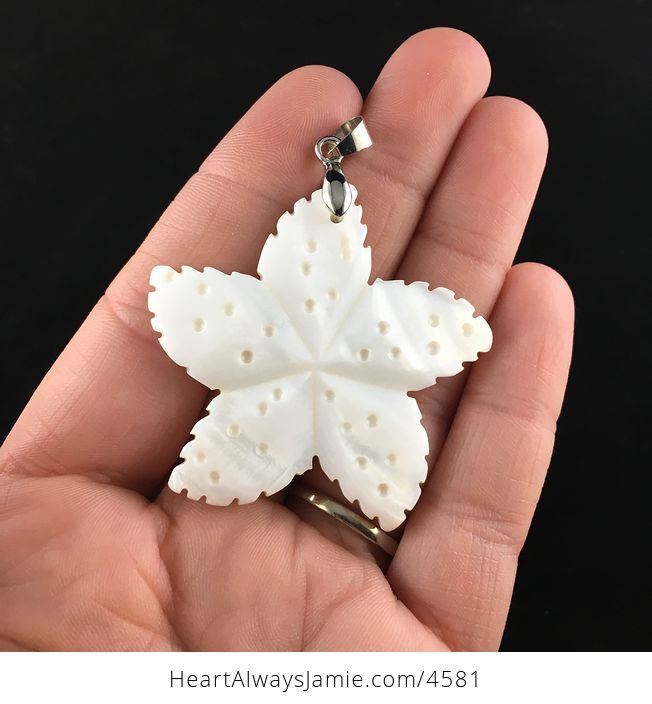 Carved White Shell Star Jewelry Pendant - #rlOA0lJJczc-1