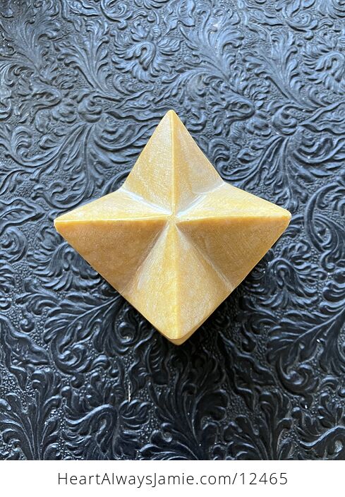 Carved Yellow Jasper Merkaba Crystal - #fz7b3UbGN88-2