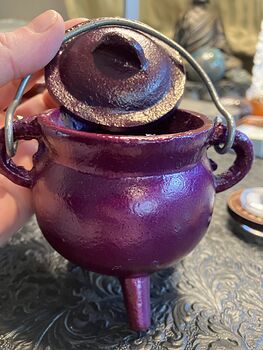 Cast Iron Mini Purple Halloween Wiccan Cauldron #2kABWnm72ls