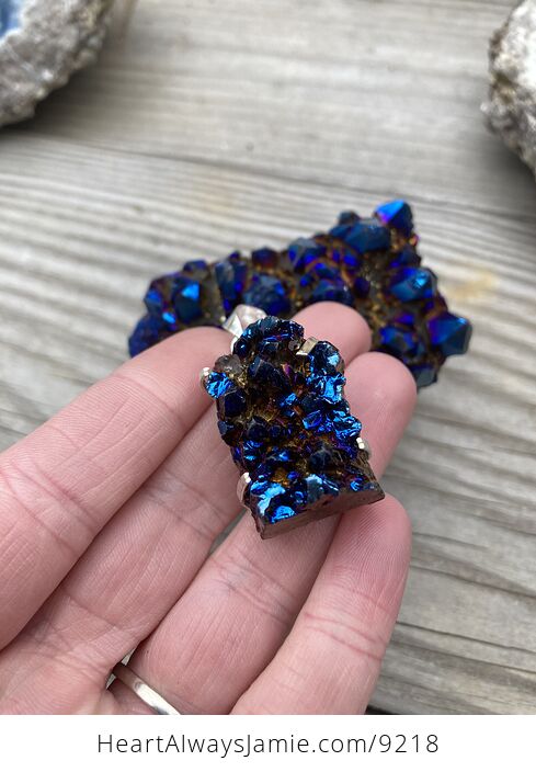 Charmaine Cobalt Aura Quartz Crystal Cluster and Matching Pendant - #PKyN2Ojm9lA-2