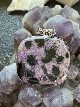 Charoite and Aegirine Crystal Stone Jewelry Pendant #6G42zYy7BL0