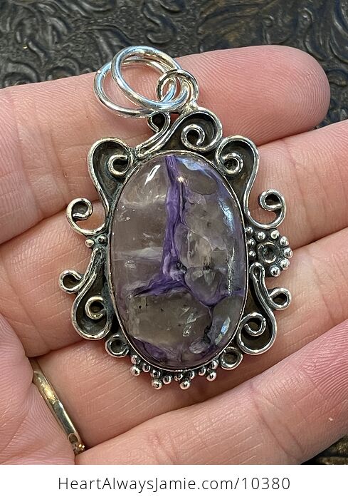 Charoite in Quartz Handcrafted Purple Stone Jewelry Crystal Pendant - #fDsUF8by9TM-1