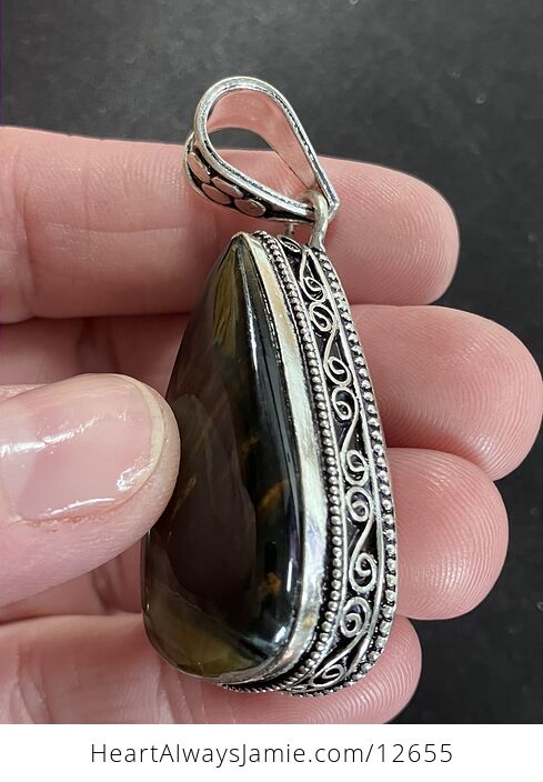 Chatoyant Blue Hawk Tiger Eye Gemstone Crystal Jewelry Pendant - #WZckfpmGS7g-8