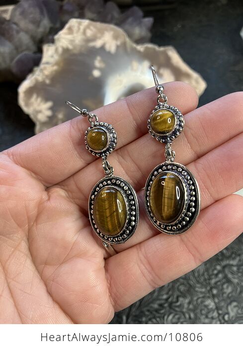 Chatoyant Tigers Eye Gemstone Crystal Jewelry Earrings - #A0fDWmeTq34-3