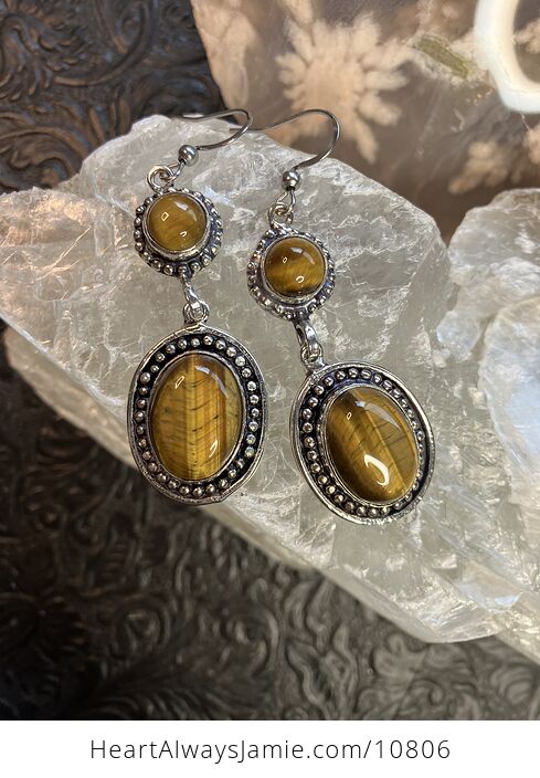 Chatoyant Tigers Eye Gemstone Crystal Jewelry Earrings - #A0fDWmeTq34-4