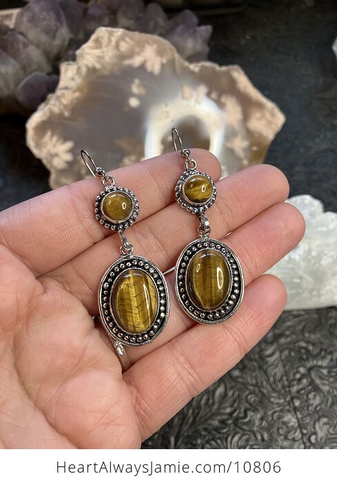 Chatoyant Tigers Eye Gemstone Crystal Jewelry Earrings - #A0fDWmeTq34-1
