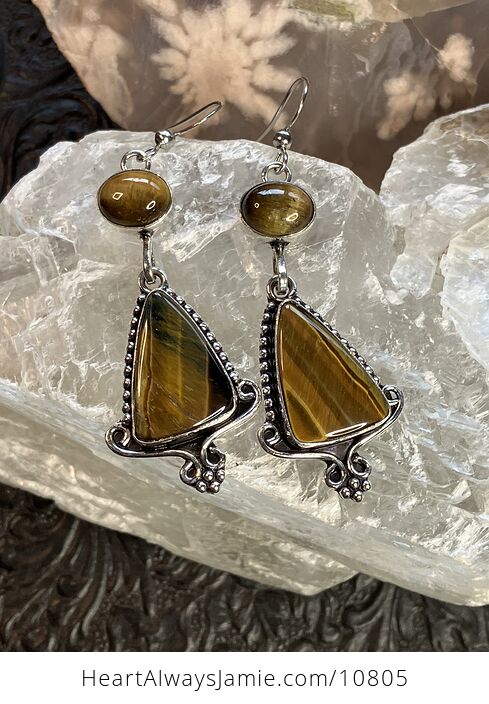 Chatoyant Tigers Eye Gemstone Crystal Jewelry Earrings - #GYmMUZ8EfJc-4