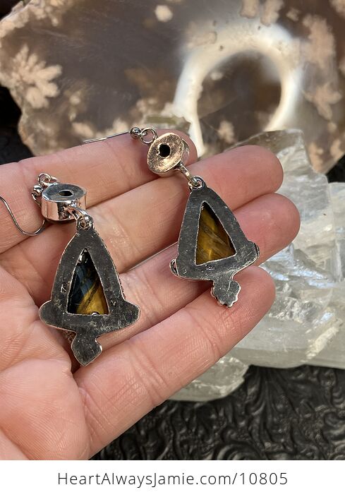 Chatoyant Tigers Eye Gemstone Crystal Jewelry Earrings - #GYmMUZ8EfJc-3