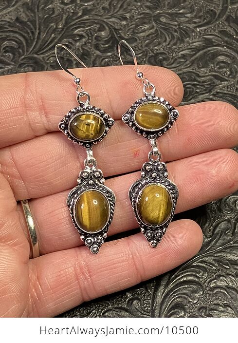 Chatoyant Tigers Eye Gemstone Crystal Jewelry Earrings - #bgtj77gP2oc-2