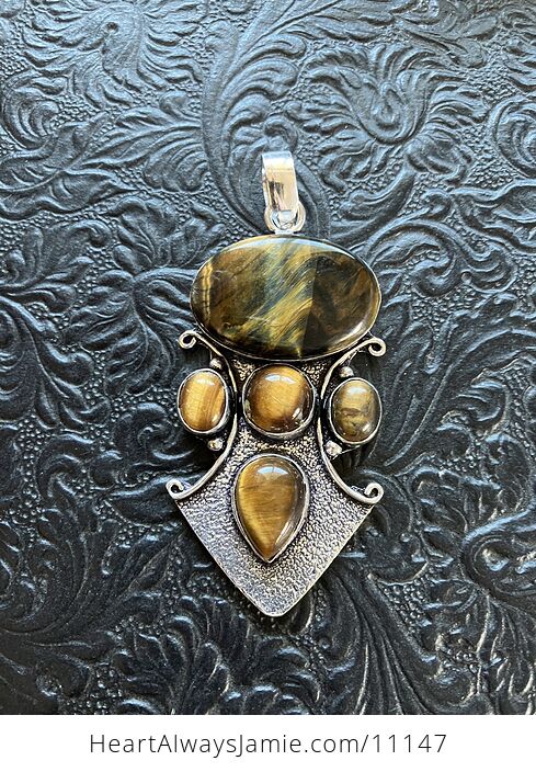 Chatoyant Tigers Eye Gemstone Crystal Jewelry Pendant - #CvAIeBvIvV8-6
