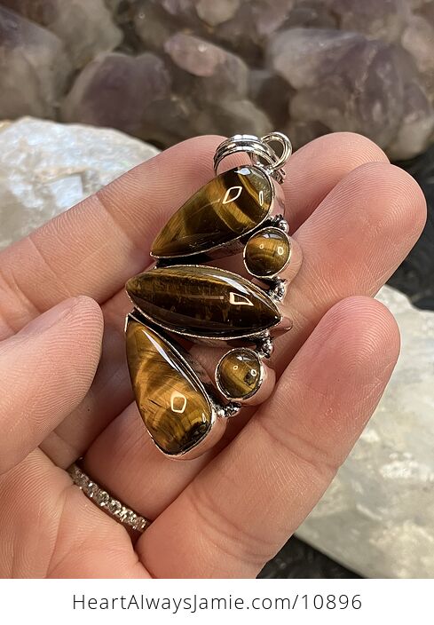 Chatoyant Tigers Eye Gemstone Crystal Jewelry Pendant - #MUxW4du1oHY-3