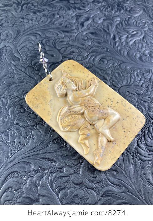 Cherub or Angel Jasper Pendant Stone Jewelry Mini Art Ornament - #NuKuRRNpYnM-5