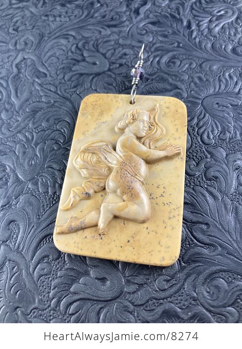 Cherub or Angel Jasper Pendant Stone Jewelry Mini Art Ornament - #NuKuRRNpYnM-3