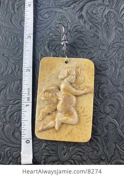 Cherub or Angel Jasper Pendant Stone Jewelry Mini Art Ornament - #NuKuRRNpYnM-6