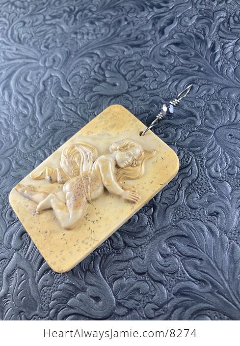 Cherub or Angel Jasper Pendant Stone Jewelry Mini Art Ornament - #NuKuRRNpYnM-4