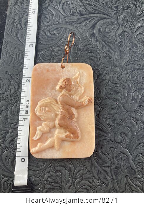 Cherub or Angel Jasper Pendant Stone Jewelry Mini Art Ornament - #i5QYCmgqZwc-5