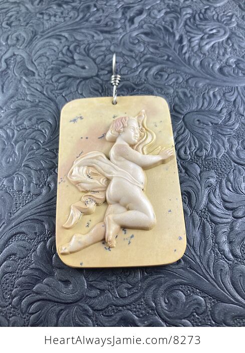 Cherub or Angel Jasper Pendant Stone Jewelry Mini Art Ornament - #smtHRqbhKJE-3