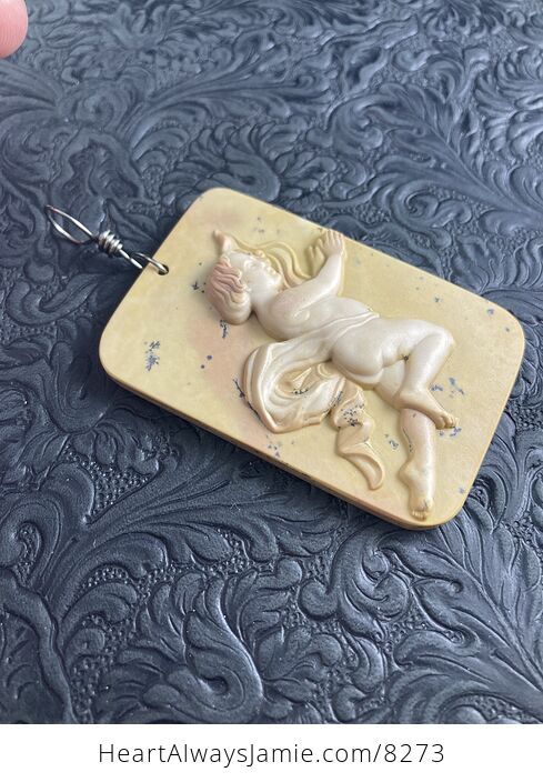 Cherub or Angel Jasper Pendant Stone Jewelry Mini Art Ornament - #smtHRqbhKJE-5