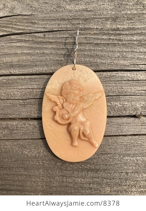 Cherub or Angel Playing a Lyre Jasper Pendant Stone Jewelry Mini Art Ornament - #TZhDQPsXDo8-2