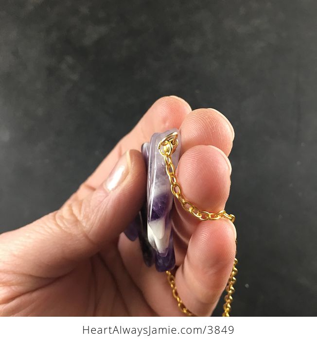Chevron Amethyst Stone Bar and Gold Chain Pendant Necklace - #4vdIwVRXOu8-7