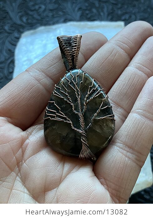 Chiastolite Andalusite Wire Wrapped Tree of Life Pendant Crystal Stone Jewelry - #PhQDd6bczlI-2