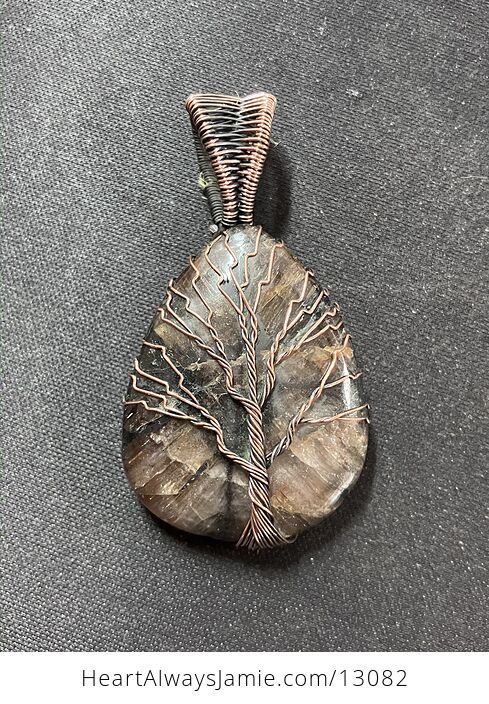 Chiastolite Andalusite Wire Wrapped Tree of Life Pendant Crystal Stone Jewelry - #PhQDd6bczlI-9