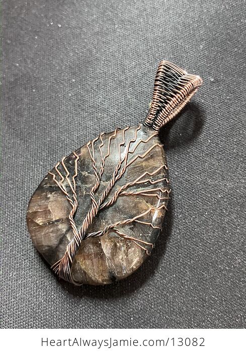 Chiastolite Andalusite Wire Wrapped Tree of Life Pendant Crystal Stone Jewelry - #PhQDd6bczlI-1