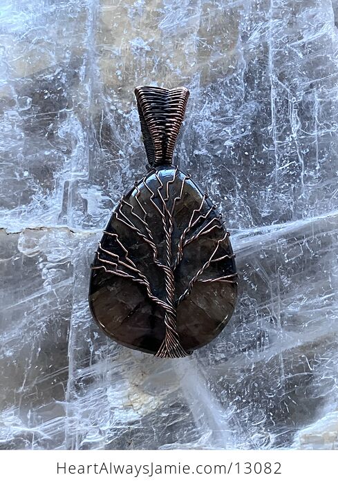 Chiastolite Andalusite Wire Wrapped Tree of Life Pendant Crystal Stone Jewelry - #PhQDd6bczlI-7