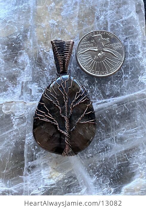 Chiastolite Andalusite Wire Wrapped Tree of Life Pendant Crystal Stone Jewelry - #PhQDd6bczlI-8