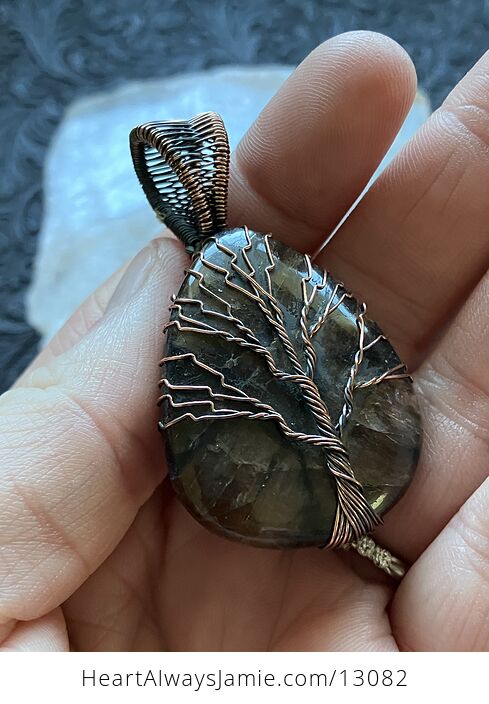 Chiastolite Andalusite Wire Wrapped Tree of Life Pendant Crystal Stone Jewelry - #PhQDd6bczlI-6